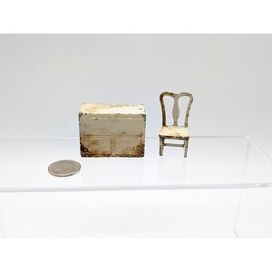 1:12 Miniature Antique Doll House Metal Furniture White Stove Chair Set Handmade